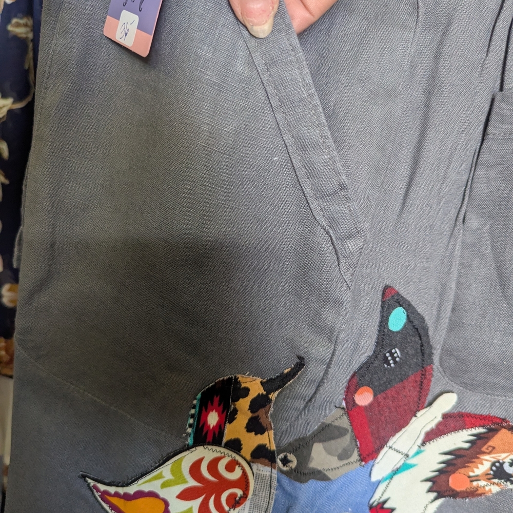 Gray Patchwork Boho Drawstring Pants With Star & … - image 6